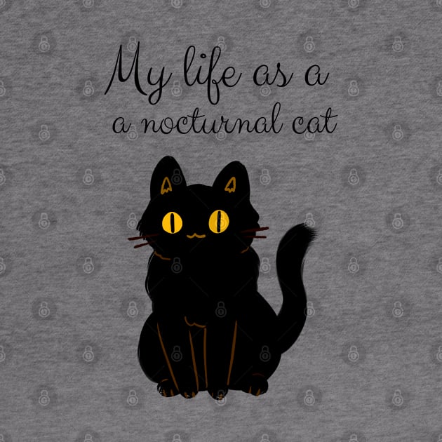 My life as a nocturnal black cat, cute design by Goldenvsilver